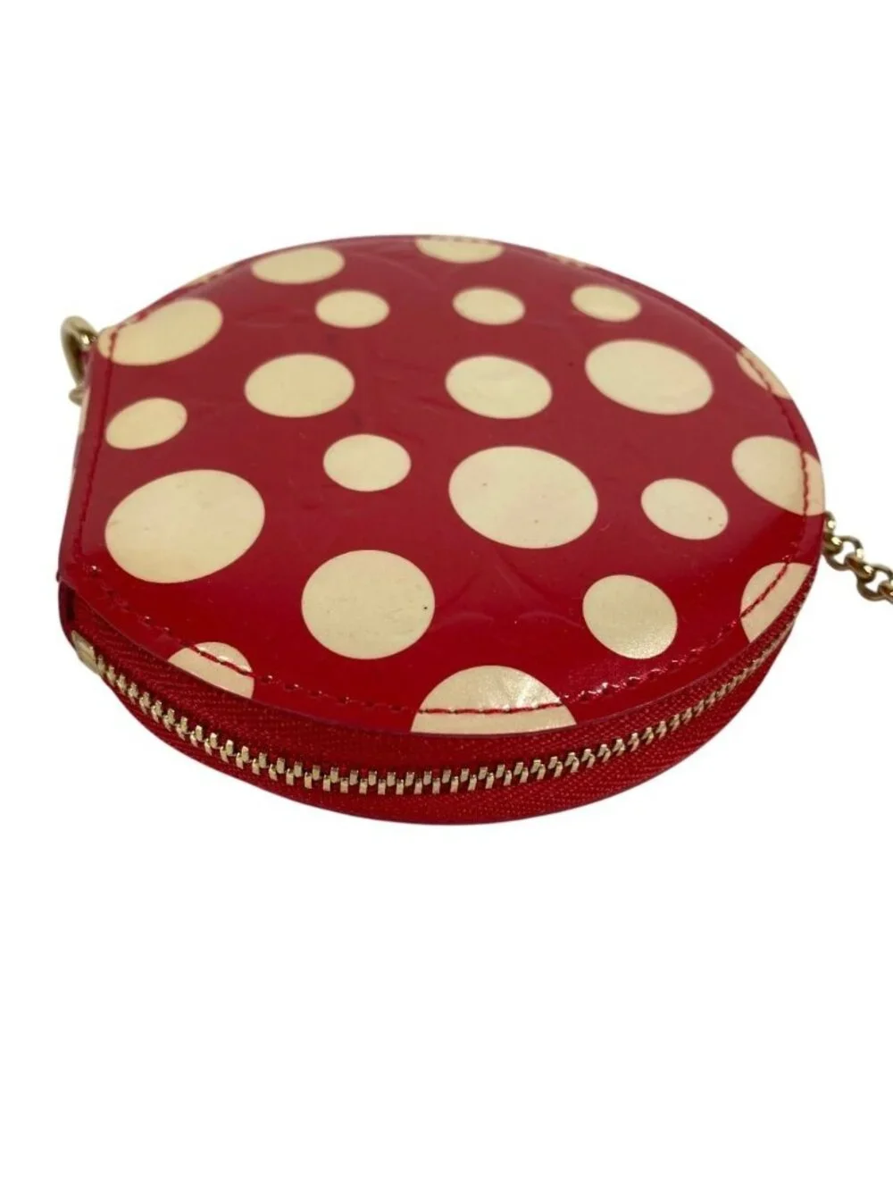 Louis Vuitton Coin Case Porte-Monnaie Chapeau Patent Leather Red Yayoi Kusama
